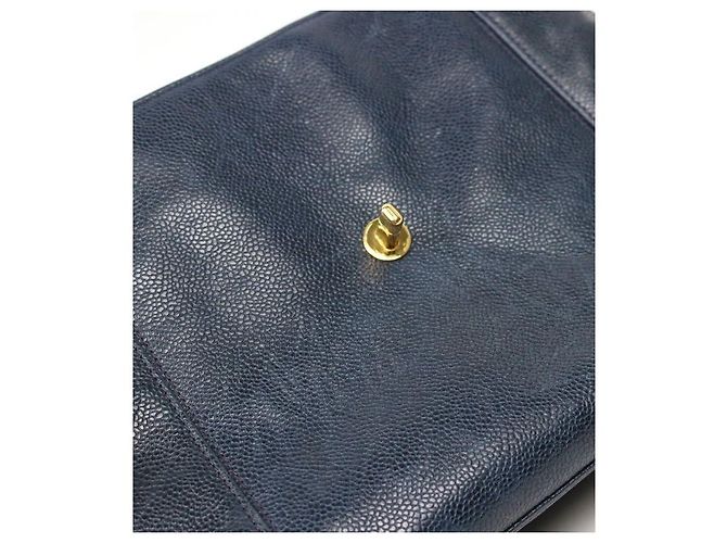 Chanel Borsa a tracolla con catena Caviar CC blu navy - vista 9