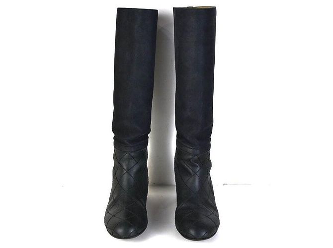 Chanel Botas de couro acolchoadas Preto - vista 5