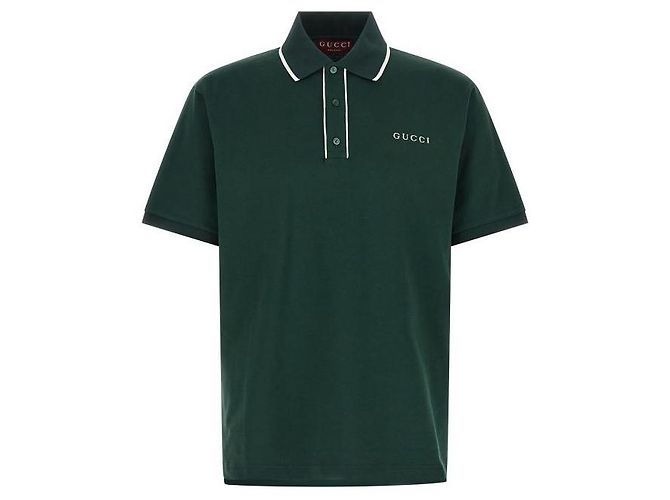 Gucci Besticktes Baumwoll-Piqué-Poloshirt XJHHO Grün - Ansicht 4