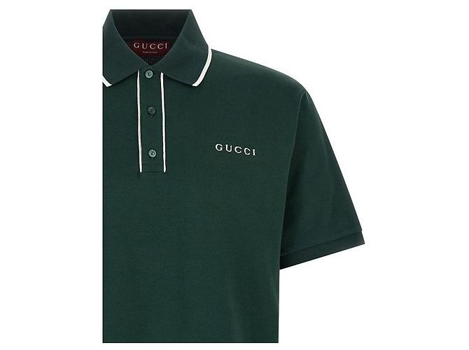 Gucci Besticktes Baumwoll-Piqué-Poloshirt XJHHO Grün - Ansicht 6