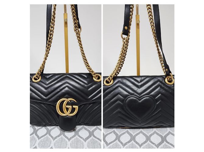 Borsa a Spalla Medium GG Marmont in Pelle di Vitello Matelassé Nera GUCCI Nero - vista 6