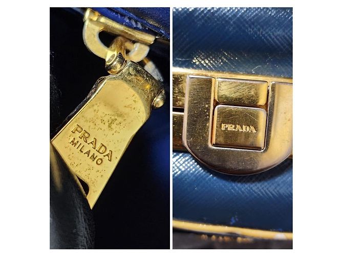 Borsa Pyramid in Vernice Saffiano Prada Blu Navy - vista 5