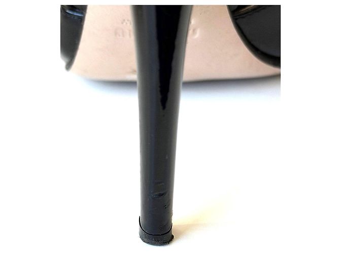 Sandali con tacco Miu Miu T-Strap con fiocchi in vernice nera Nero - vista 4