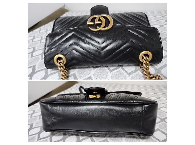 Borsa a Spalla GG Marmont Grande in Pelle Matelassé Nera GUCCI Nero - vista 10