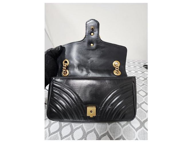 Borsa a Spalla GG Marmont Grande in Pelle Matelassé Nera GUCCI Nero - vista 13