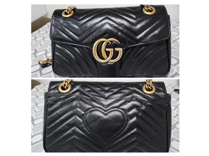 Borsa a Spalla GG Marmont Grande in Pelle Matelassé Nera GUCCI Nero - vista 5
