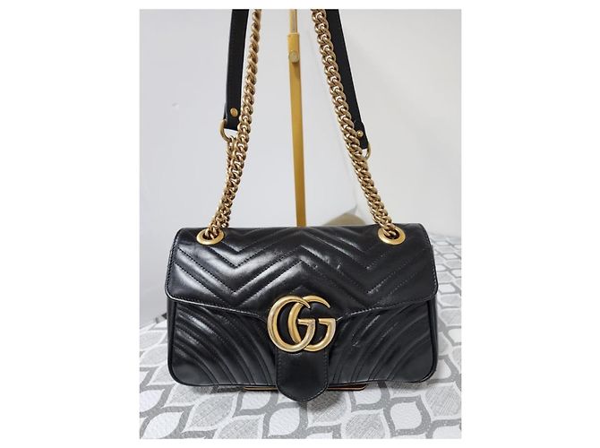 Borsa a Spalla GG Marmont Grande in Pelle Matelassé Nera GUCCI Nero - vista 6