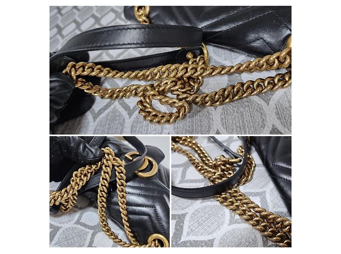 Borsa a Spalla GG Marmont Grande in Pelle Matelassé Nera GUCCI Nero - vista 8