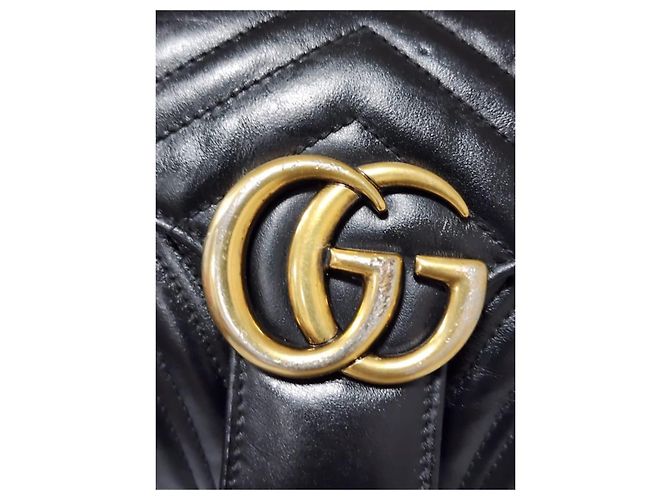 Borsa a Spalla GG Marmont Grande in Pelle Matelassé Nera GUCCI Nero - vista 9