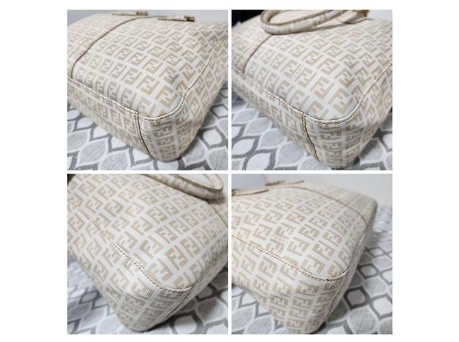 Fendi Zucchino beschichtete Canvas FF Tragetasche Beige - Ansicht 11