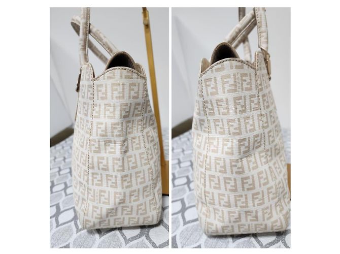 Fendi Zucchino beschichtete Canvas FF Tragetasche Beige - Ansicht 4