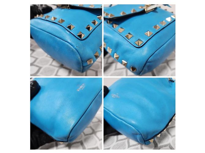Mini borsa a secchiello in pelle Rockstud Valentino blu - vista 10