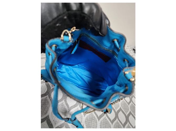 Mini borsa a secchiello in pelle Rockstud Valentino blu - vista 12
