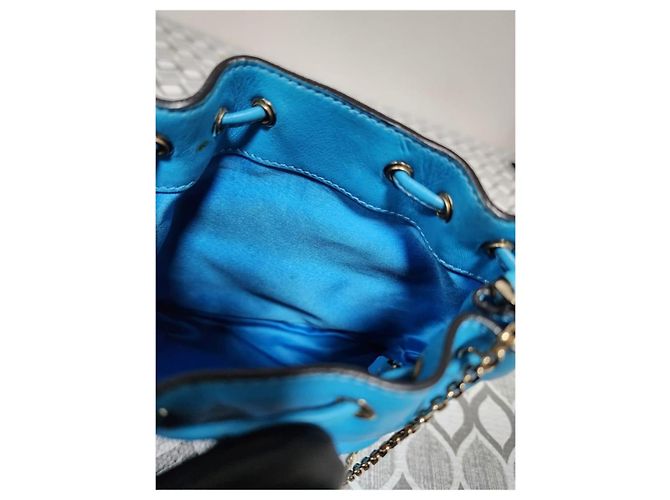 Mini borsa a secchiello in pelle Rockstud Valentino blu - vista 9