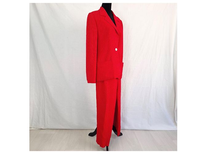 Emanuel Ungaro Parallele tailleur pantalone rosso 1996 - vista 2