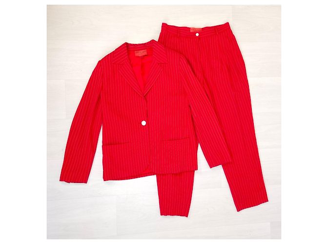 Emanuel Ungaro Parallele tailleur pantalone rosso 1996 - vista 5