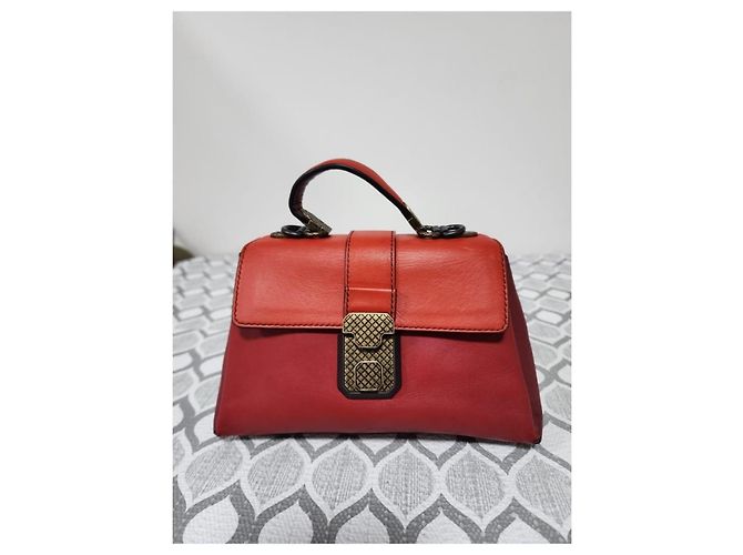 Borsa a Mano Intrecciato Bottega Veneta Rossa Bordò - vista 14