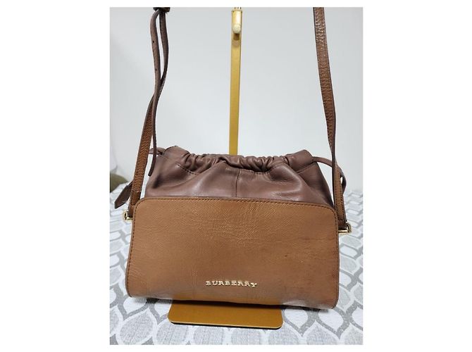 Borsa a tracolla in pelle Burberry con cordoncino marrone - vista 4