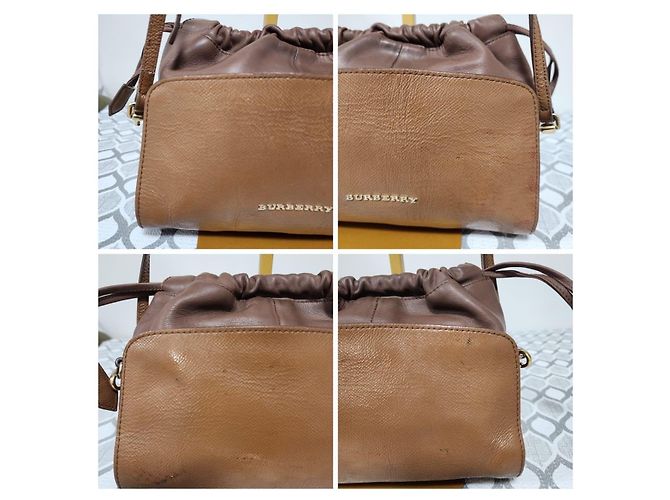 Borsa a tracolla in pelle Burberry con cordoncino marrone - vista 7