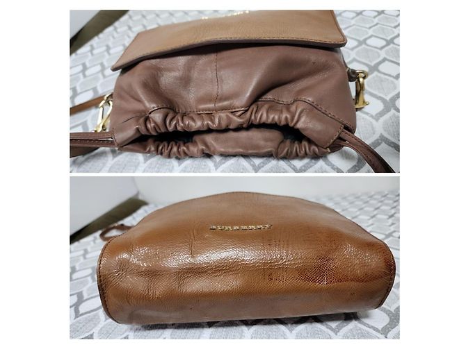 Borsa a tracolla in pelle Burberry con cordoncino marrone - vista 8
