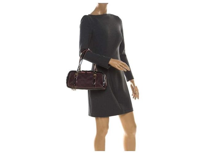 Borsa a Spalla Loewe Monogram in PVC e Pelle Verniciata Viola/Nera Nero Viola scuro - vista 12