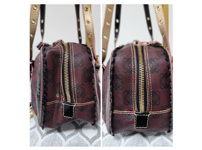 Borsa a Spalla Loewe Monogram in PVC e Pelle Verniciata Viola/Nera Nero Viola scuro - vista 4