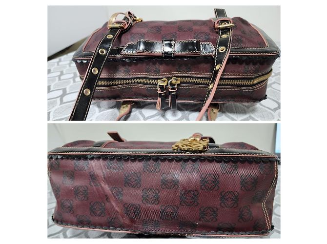 Borsa a Spalla Loewe Monogram in PVC e Pelle Verniciata Viola/Nera Nero Viola scuro - vista 5