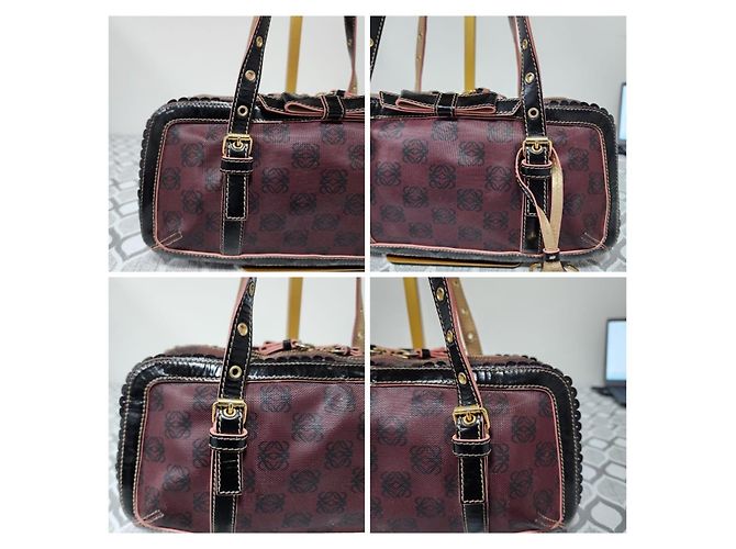 Borsa a Spalla Loewe Monogram in PVC e Pelle Verniciata Viola/Nera Nero Viola scuro - vista 6