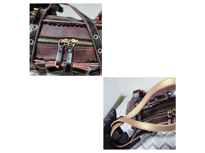 Borsa a Spalla Loewe Monogram in PVC e Pelle Verniciata Viola/Nera Nero Viola scuro - vista 7