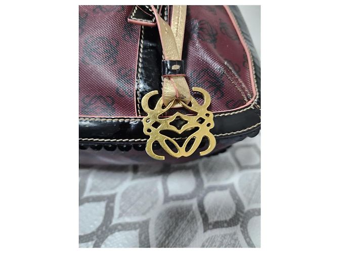 Borsa a Spalla Loewe Monogram in PVC e Pelle Verniciata Viola/Nera Nero Viola scuro - vista 8