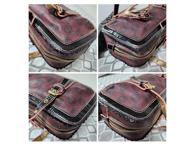 Borsa a Spalla Loewe Monogram in PVC e Pelle Verniciata Viola/Nera Nero Viola scuro - vista 9