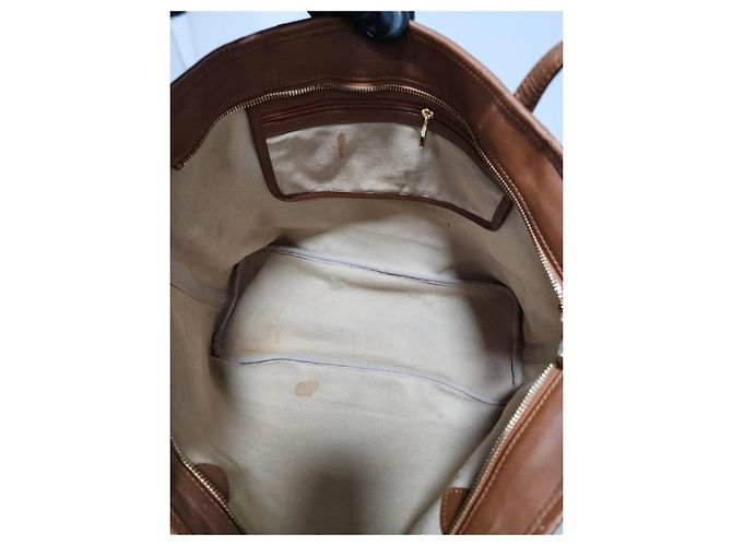 Borsa tote a righe MCM Visetos color cognac - vista 12