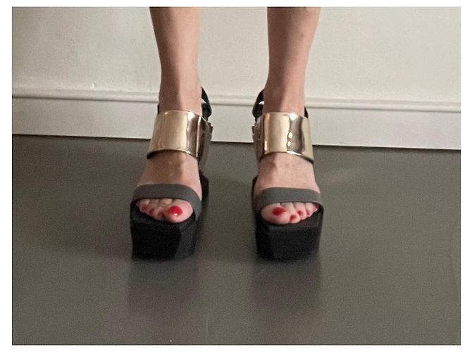 United Nude Sandali con zeppa Brutt neri Oro e grigi misura 38 Nero D'oro Grigio - vista 15