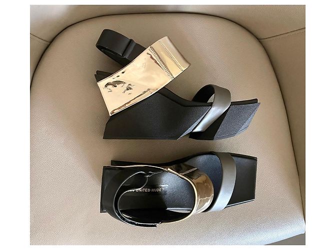 United Nude Sandali con zeppa Brutt neri Oro e grigi misura 38 Nero D'oro Grigio - vista 4