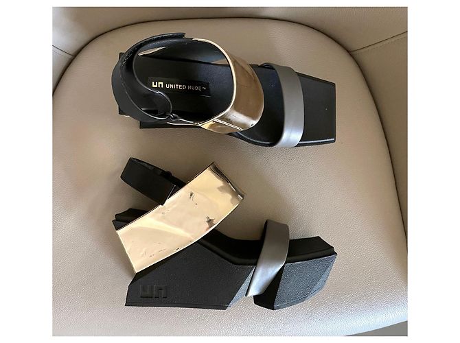 United Nude Sandali con zeppa Brutt neri Oro e grigi misura 38 Nero D'oro Grigio - vista 5