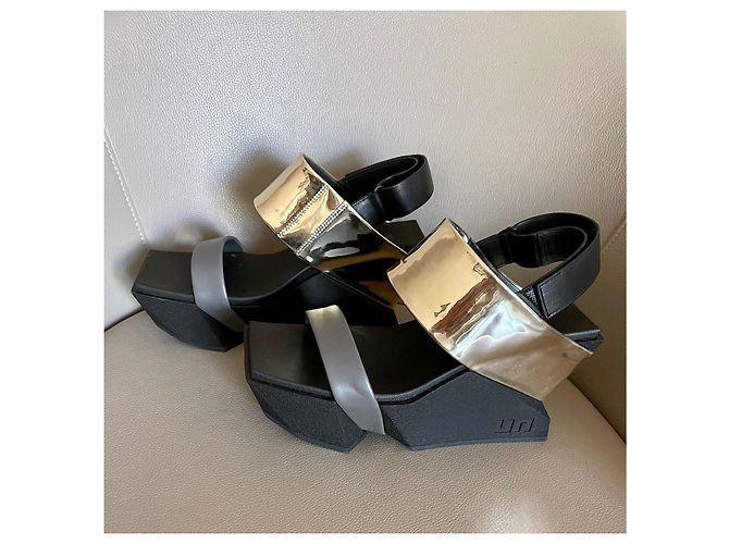 United Nude Sandali con zeppa Brutt neri Oro e grigi misura 38 Nero D'oro Grigio - vista 8