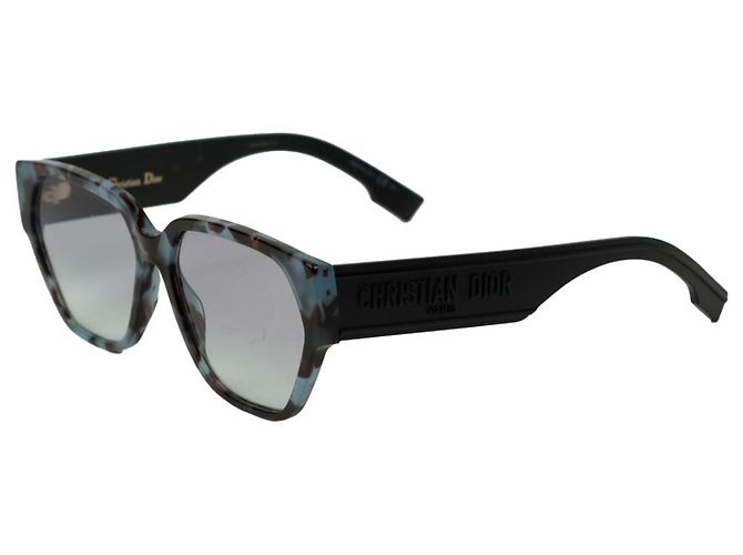 Occhiali da sole Christian Dior DiorID1 Oversized Tartaruga Blu e Grigia Nero - vista 2