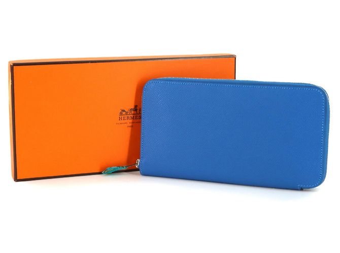 Billetera redonda larga Azap de seda Hermès Azul - vista 2