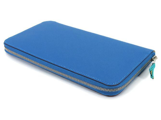 Billetera redonda larga Azap de seda Hermès Azul - vista 4