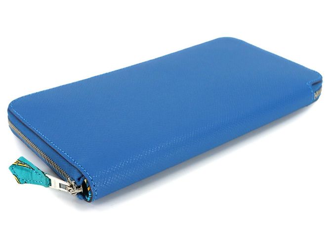 Billetera redonda larga Azap de seda Hermès Azul - vista 5