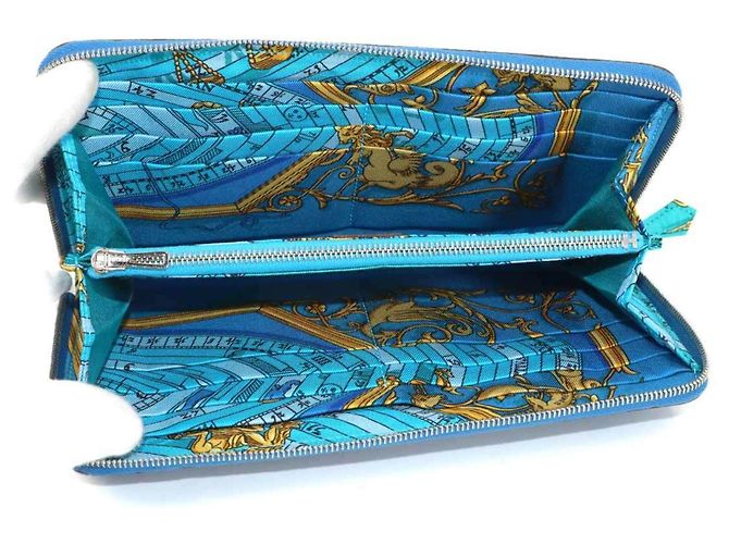 Billetera redonda larga Azap de seda Hermès Azul - vista 6