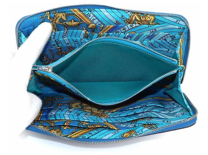 Billetera redonda larga Azap de seda Hermès Azul - vista 7