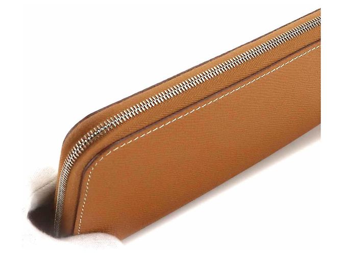 Billetera redonda larga Azap de seda Hermès Castaño - vista 10
