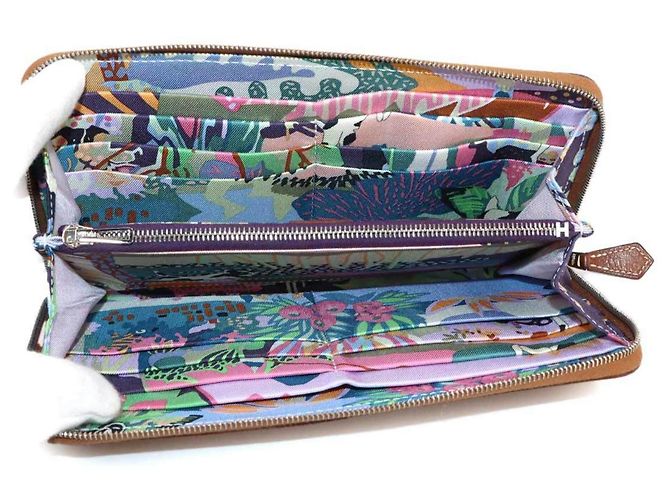 Billetera redonda larga Azap de seda Hermès Castaño - vista 6
