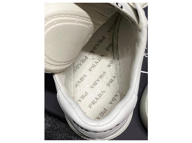 Sneakers in pelle bianca Prada Bianco - vista 7