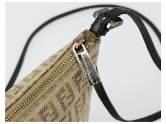 FENDI Zucchino Canvas Schultertasche Beige Silber Auth ka4113 - Ansicht 10