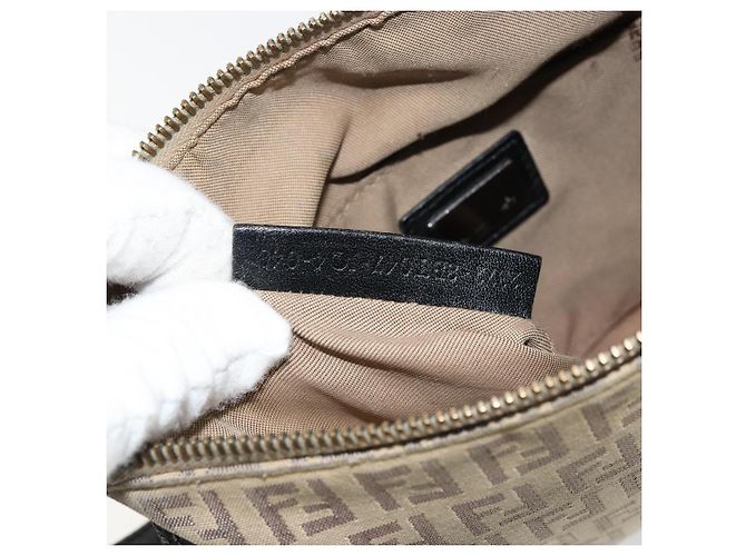 FENDI Zucchino Canvas Schultertasche Beige Silber Auth ka4113 - Ansicht 12