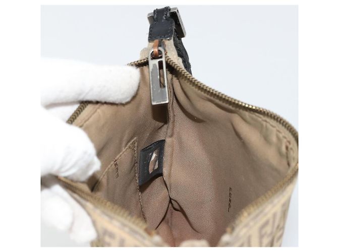 FENDI Zucchino Canvas Schultertasche Beige Silber Auth ka4113 - Ansicht 18