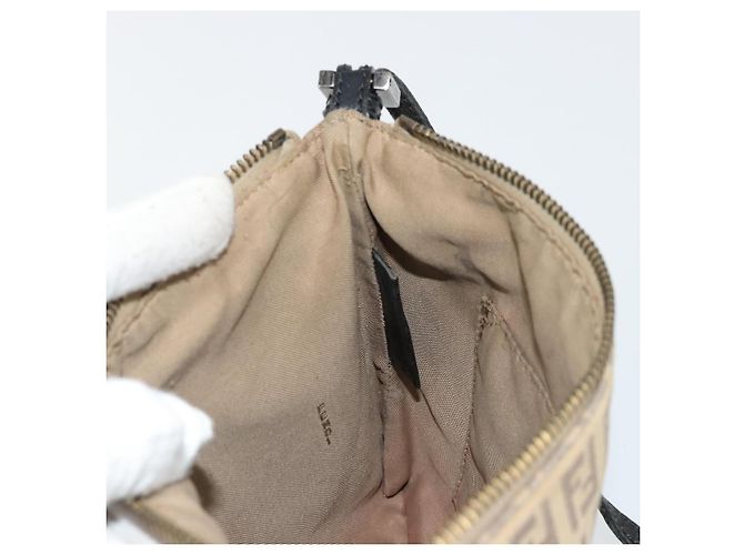 FENDI Zucchino Canvas Schultertasche Beige Silber Auth ka4113 - Ansicht 19