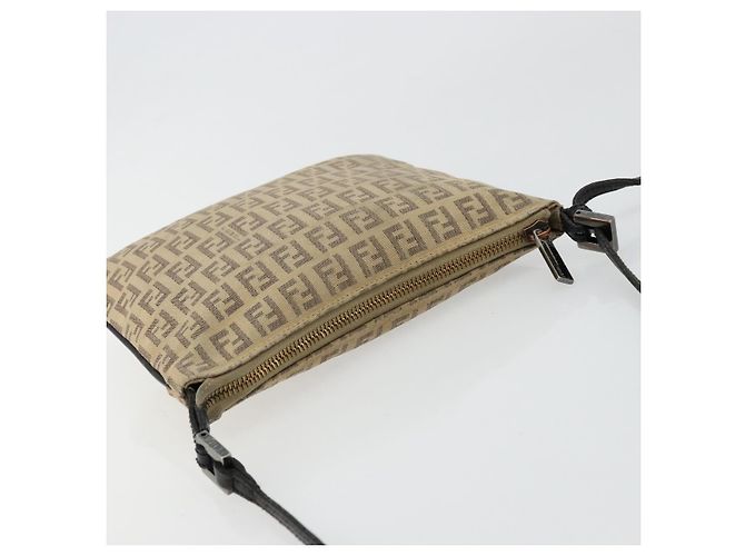 FENDI Zucchino Canvas Schultertasche Beige Silber Auth ka4113 - Ansicht 6